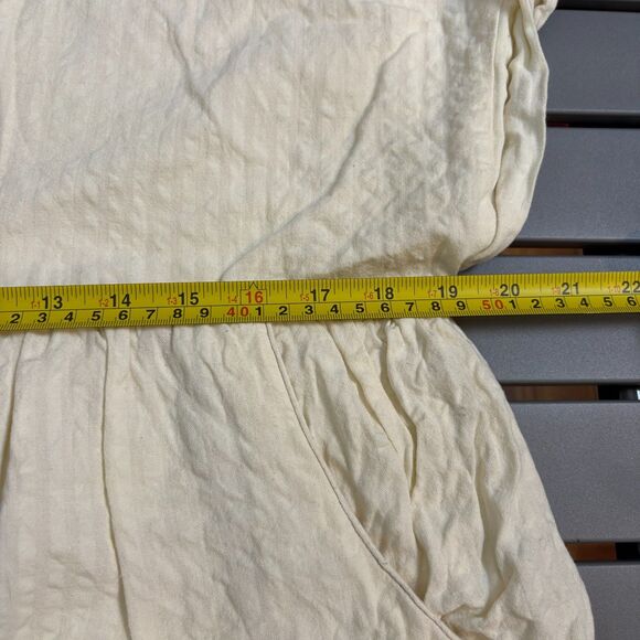 Urban Outfitters Serendipity Linen Babydoll Dress Womens S Cream Smocked V Neck - Picture 7 of 10